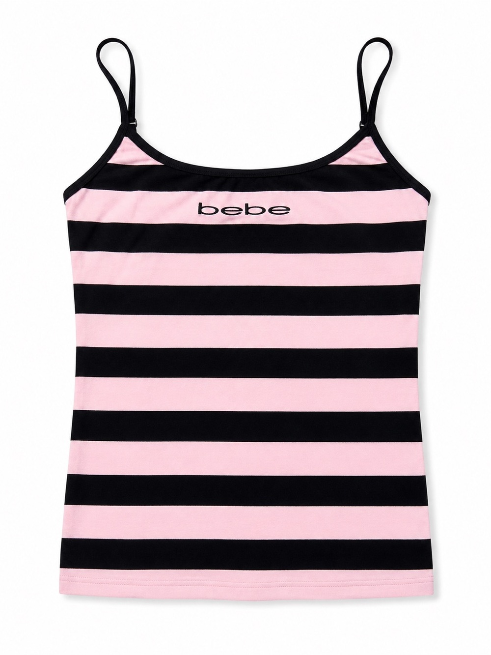 bebe Pink & Black Striped Bandeau Stretch Cami Top